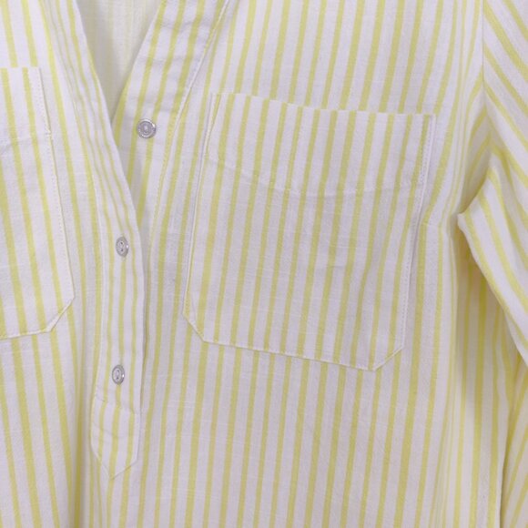 Cleo Women's Shirt Blouse Size XS Striped White Yellow Cotton Lightweight Casual - Picture 4 of 10